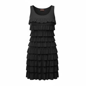 Elegant Black Ruffled Dress by Isle Melis Kozan NWT